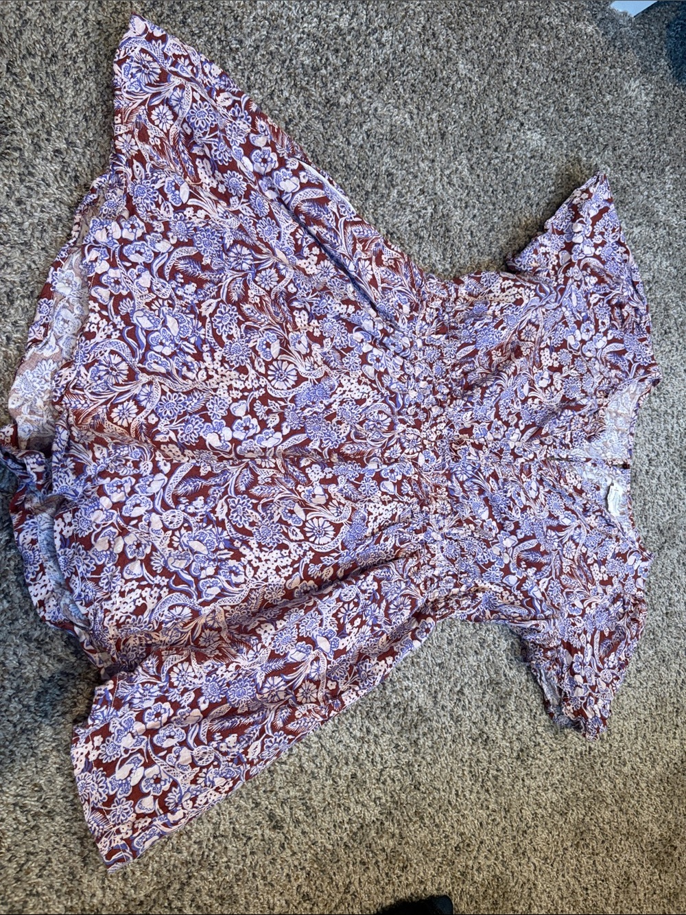 Anthropologie Maroon and White Floral Romper